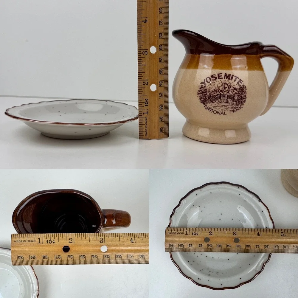 Vtg‎ Yosemite National Park Souvenir Brown Dip Creamer Pitcher Style w Bowl READ